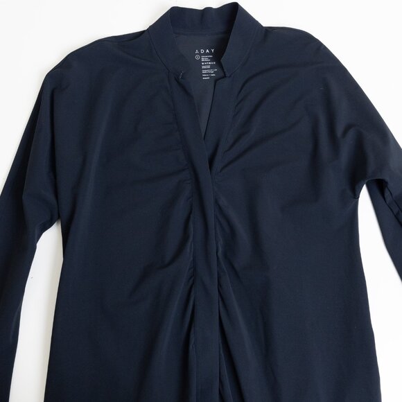 ADAY Something Borrowed Travel Snap Front Dress Navy Blue - Picture 5 of 13